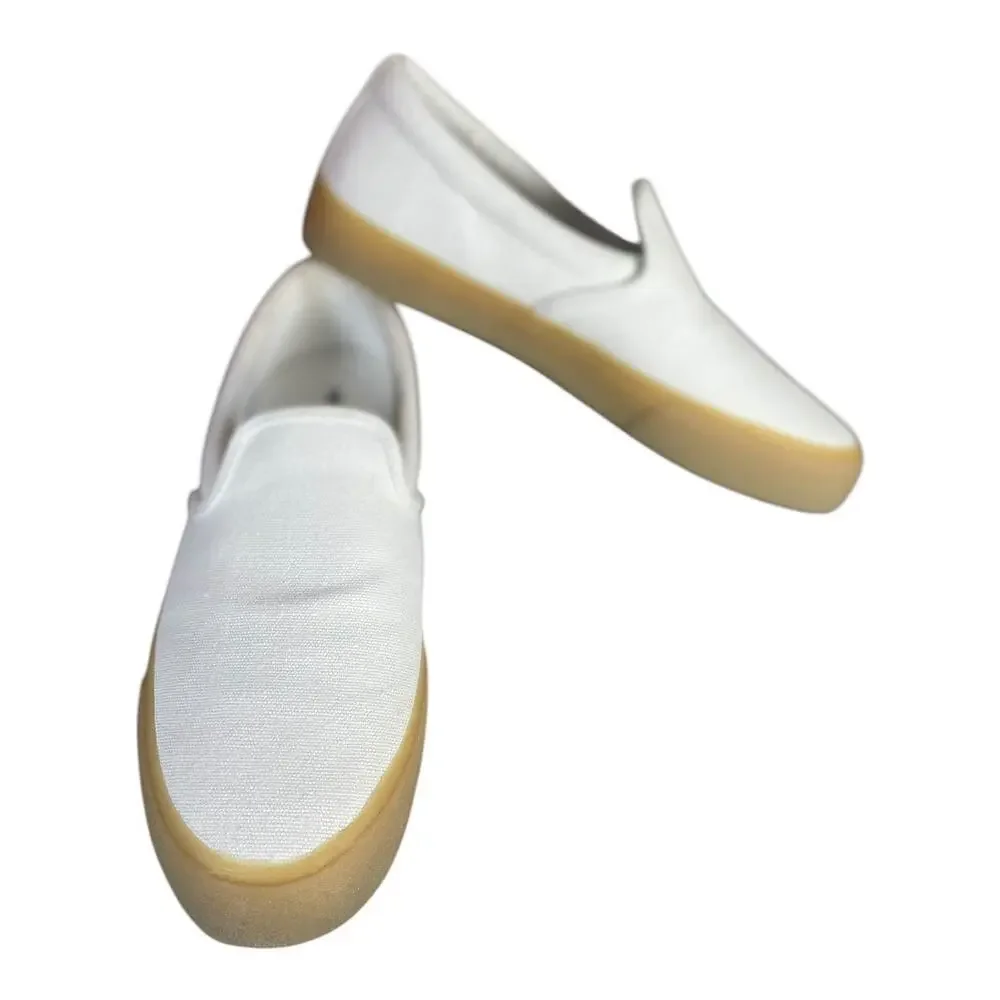 Madewell Unisex Sidewalk Slip On Sneakers In Recycled Canvas With Gum Bottoms